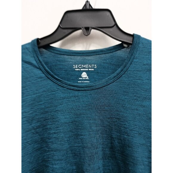 SegMents Womens Base Layer Top Large Blue Pure Wool Long Sleeve Pullover Tee - Picture 2 of 7